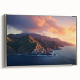 Framed canvas featuring a colorful landscape art painting of Catalina, California in vintage poster style.