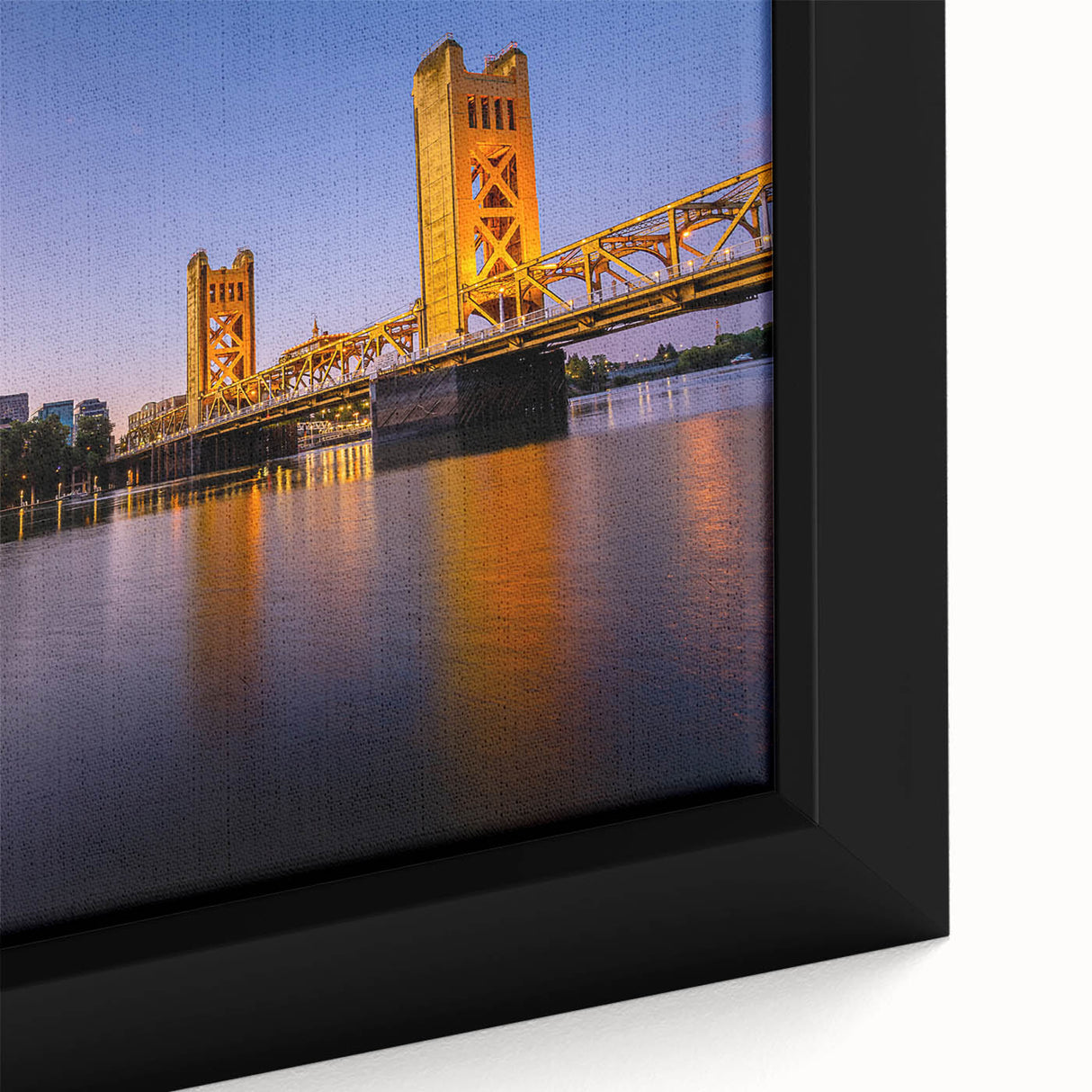 Extra large framed canvas of a textured Sacramento scenery in black with colorful art accents, ideal for living room decor.