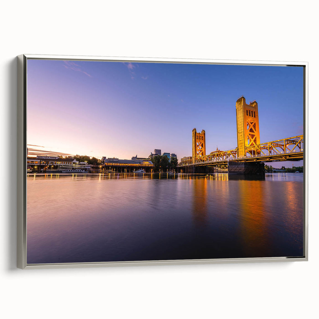 Landscape art painting of Sacramento featuring colorful palette on framed canvas, ideal for office decor.