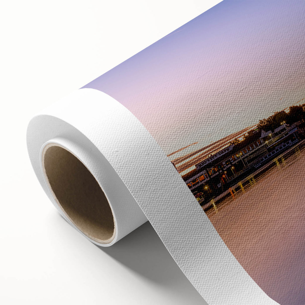 Art Deco poster of Sacramento skyline in pastel shades on rolled canvas, ideal for nursery wall art.