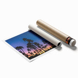 Extra large rolled canvas print of San Diego scenery with vibrant floral elements, ideal for classy bathroom wall art.