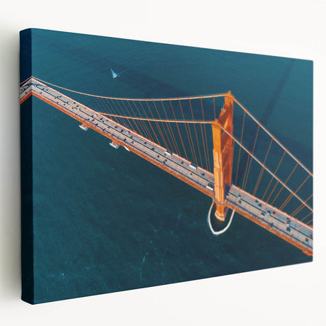 San Francisco skyline in muted earth tones on a large stretched canvas, suitable for kitchen wall art.