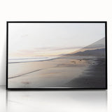 Large abstract wall art depicting Santa Barbara scenery in muted earth tones on a framed acrylic.
