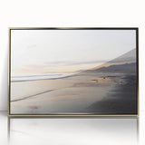 Large art print of Santa Barbara scenery in mid-century modernist style, acrylic on framed canvas.