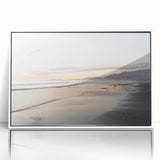 Art Deco-style poster of Santa Barbara scene, muted pastel palette on framed acrylic, ideal for modern nursery art.