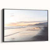 Black and white framed canvas of Santa Barbara landscape, ideal for bedroom wall art.