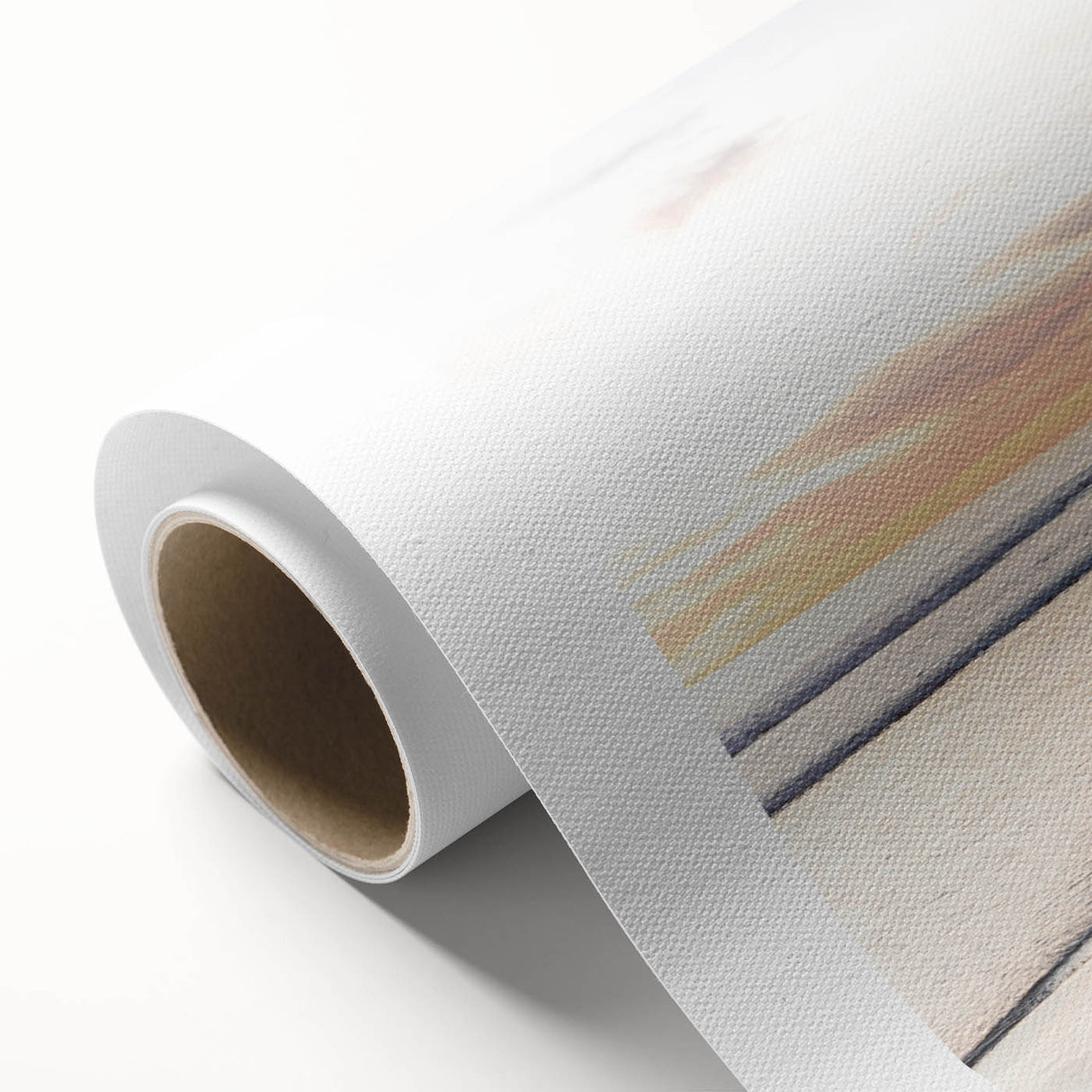 Art deco poster of Santa Barbara scenery in soft pastel shades on rolled canvas, ideal for nursery wall art.