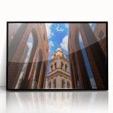 Large abstract wall art featuring a Santa Cruz scene in muted earth tones on a framed acrylic.