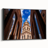 Black and white framed canvas of Santa Cruz landscape, ideal for bedroom wall art with a vintage poster style.