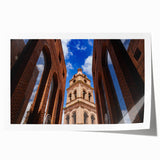 Extra large rolled print of Santa Cruz scenery with floral designs in muted colors, ideal for dining room wall art.