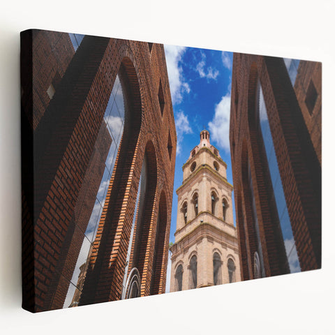 Large art of Santa Cruz scenery in muted earth tones on stretched canvas, ideal for kitchen wall art.