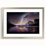 Textured art print of Yosemite landscape in muted earth tones on a framed canvas, suitable for bedroom decor.