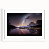 Abstract art print of Yosemite scenery in muted earth tones on a framed canvas, suitable for bedroom or dining room decor.