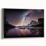 Framed canvas depicting a vintage-style Yosemite landscape with muted earth tones, ideal for living room decor.