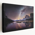 Yosemite National Park landscape on large stretched canvas, featuring lush greenery and towering cliffs.