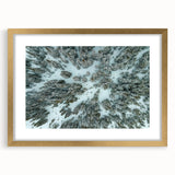 Extra large abstract art print of Vail, Colorado, in textured gold frame, featuring muted earth tones.