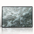 Large abstract wall art depicting a Colorado landscape in muted earth tones, framed in black acrylic.