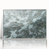 Framed acrylic print of Vail, Colorado with muted earth tones, ideal for modern art wall decor in a nursery.