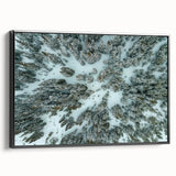 Black and white framed canvas of Vail, Colorado landscape, ideal for bedroom wall decor.