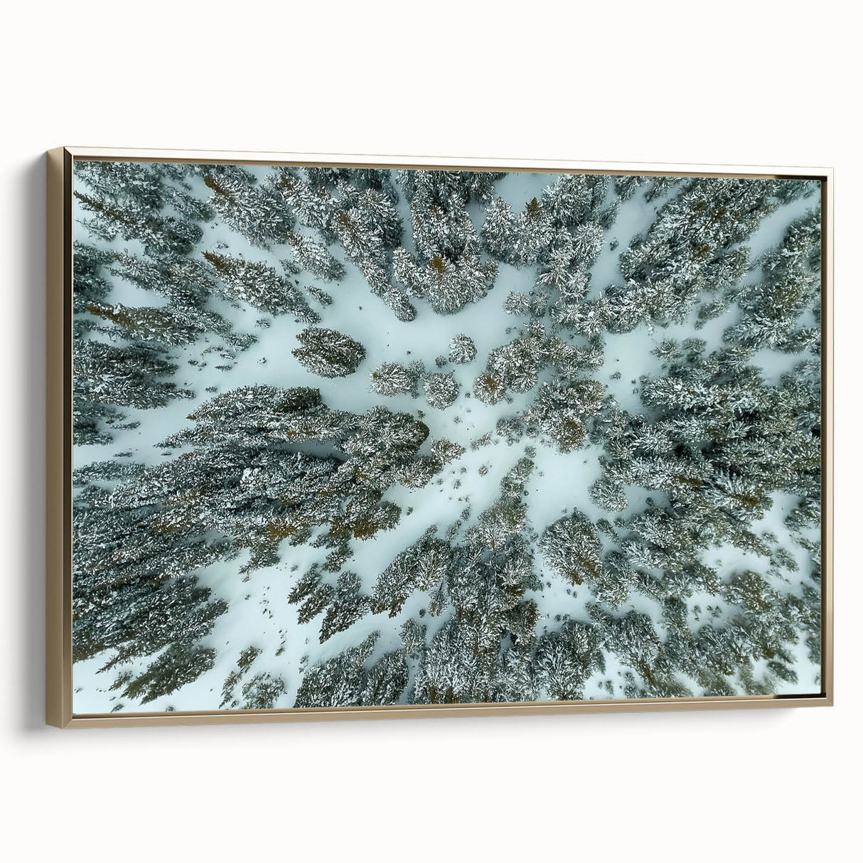 Framed canvas of Vail, Colorado landscape with muted gold and black tones, ideal for bedroom wall art.