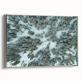 Framed canvas featuring a landscape art painting of Vail, Colorado, with colorful trees and silver frame.