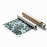 Rolled print of Vail, Colorado scenery in soft pastel hues, ideal for classy bathroom wall art.