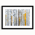 Extra large abstract art print of Colorado Aspen scenery in vibrant colors on a textured canvas, framed in black.