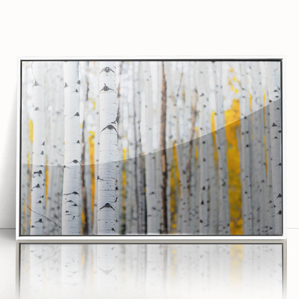 Art deco poster of Aspen, Colorado scenery in muted earth tones on a framed acrylic.