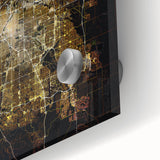 Large abstract depiction of Denver skyline in muted pastel shades on acrylic glass, suitable for dining room art.
