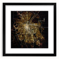 Extra large abstract art print of Denver scenery in vibrant colors on a textured canvas, framed in black.