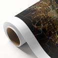 Art Deco poster of Denver skyline in muted gold and blue tones on rolled canvas, ideal for nursery wall art.