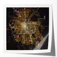 Denver skyline in muted gray and blue tones on a rolled canvas, ideal for art wall dining room.