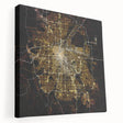 Large canvas print of Denver skyline in muted earth tones, suitable for kitchen wall art.