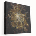 Large canvas print of Denver skyline in muted earth tones, suitable for kitchen wall art.