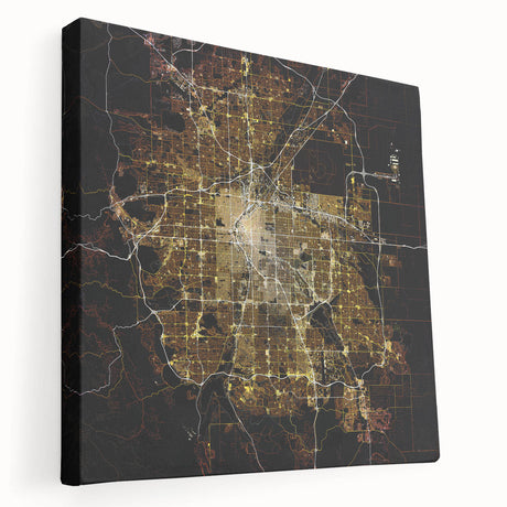 Large canvas print of Denver skyline in muted earth tones, suitable for kitchen wall art.