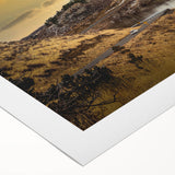 Art deco poster of Colorado Springs landscape on rolled canvas, featuring muted earth tones, ideal for dining room wall art.