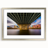 Textured abstract art print of a Connecticut landscape in muted earth tones, framed with a silver mat.