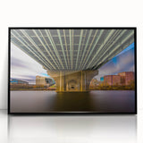 Large abstract wall art depicting a Connecticut landscape in muted earth tones on a framed acrylic.