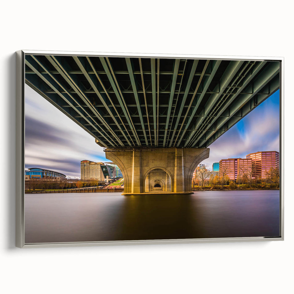 Landscape art painting of Connecticut scenery on framed canvas.
