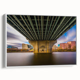 Framed canvas vintage poster art of Connecticut scenery in colorful hues, ideal for large living room walls.