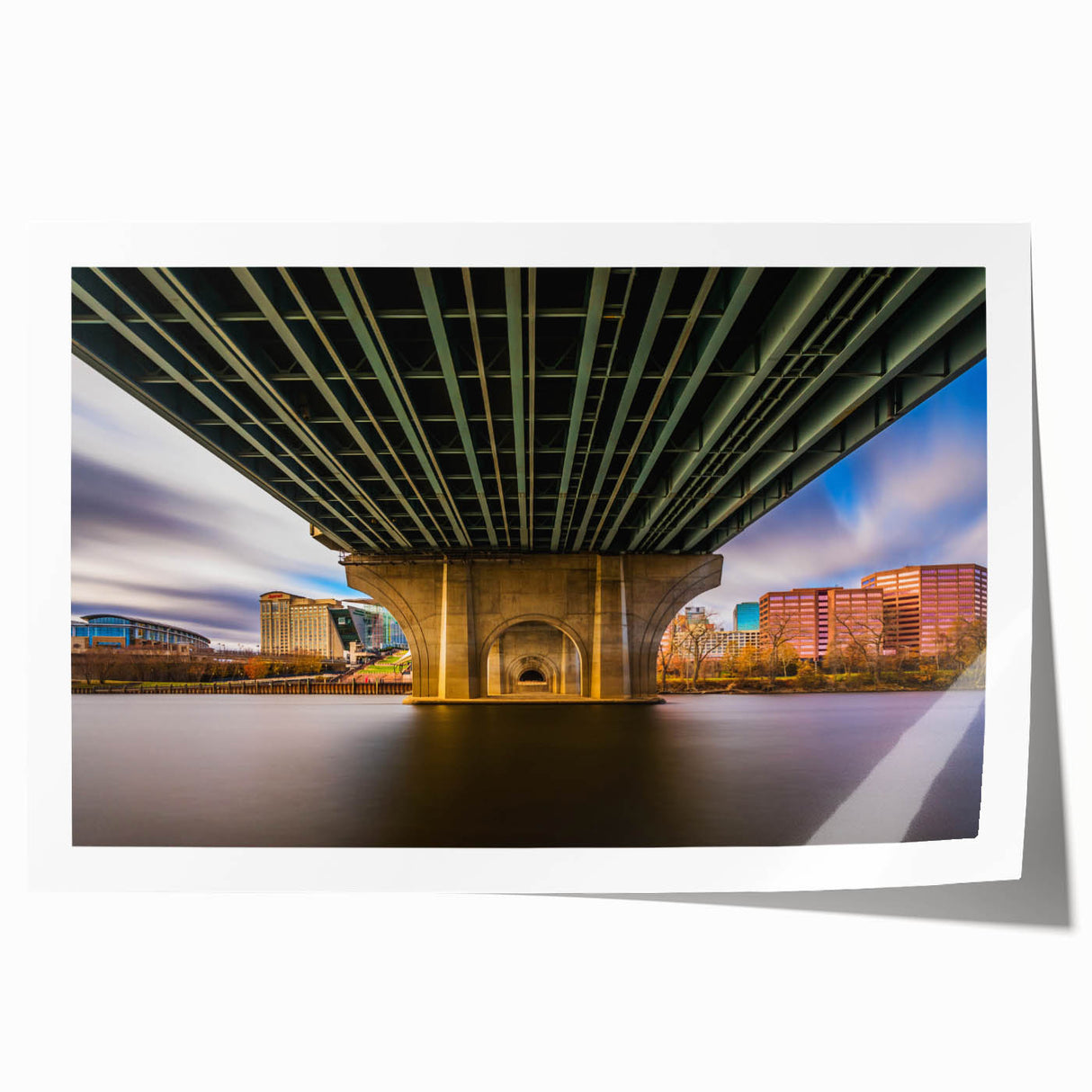 Rolled print of Connecticut scenery with soft pastel floral designs, suitable for dining room or bathroom wall art.
