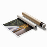 Extra large rolled print of Connecticut scenery with lush floral elements in soft green and blue tones.