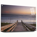 Acrylic print of Daytona scenery in muted blue and green tones, ideal for modern dining room decor.