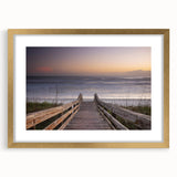 Extra large abstract art print featuring textured waves in muted blues and grays, framed in gold.