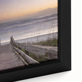Close-up of a black wall art featuring a textured Daytona scenery in vibrant colors on a framed canvas.