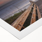 Art deco poster featuring Daytona scenery in muted blue tones on rolled canvas, suitable for dining room decor.