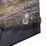 Large abstract wall art of Delaware scenery in mid-century modernist style on acrylic glass, suitable for dining room decor.