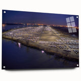 Acrylic glass print of a Delaware landscape in muted earth tones, suitable for bedroom or dining room decor.