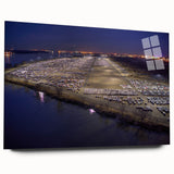 Large abstract wall art depicting a Delaware scenery in muted earth tones on acrylic glass.