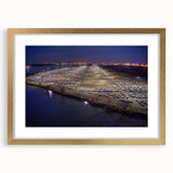 Extra large abstract art print of Delaware scenery in gold frame with mat, featuring textured brush strokes in neutral tones.